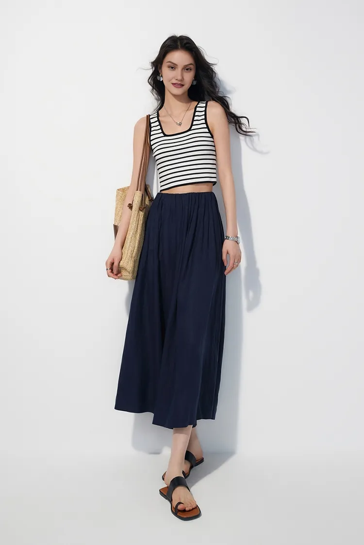 High-Waist Linen Culottes with Pockets