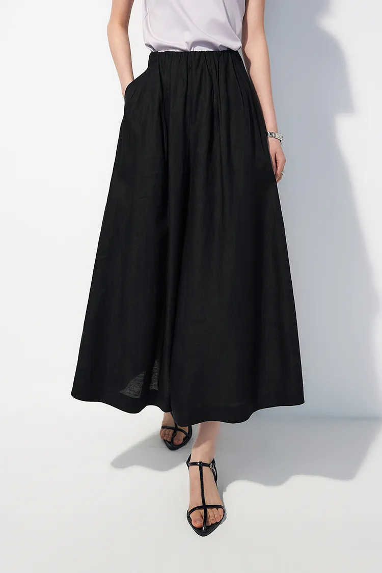 High-Waist Linen Culottes with Pockets
