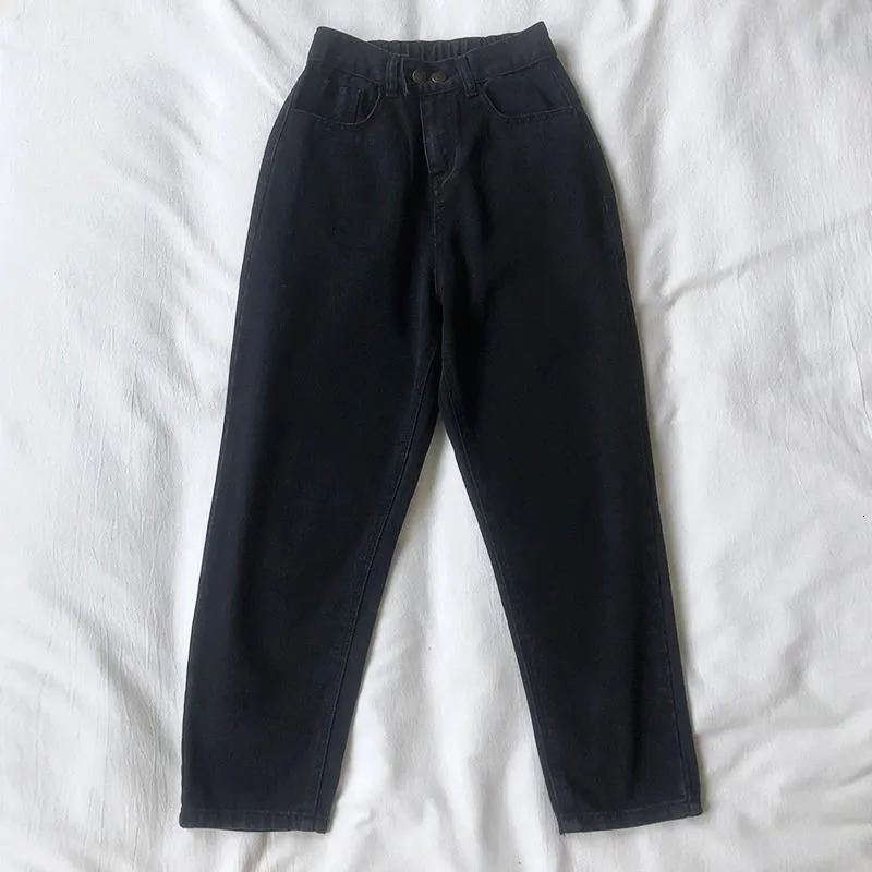 High Waist Vintage Elastic Ankle Jeans