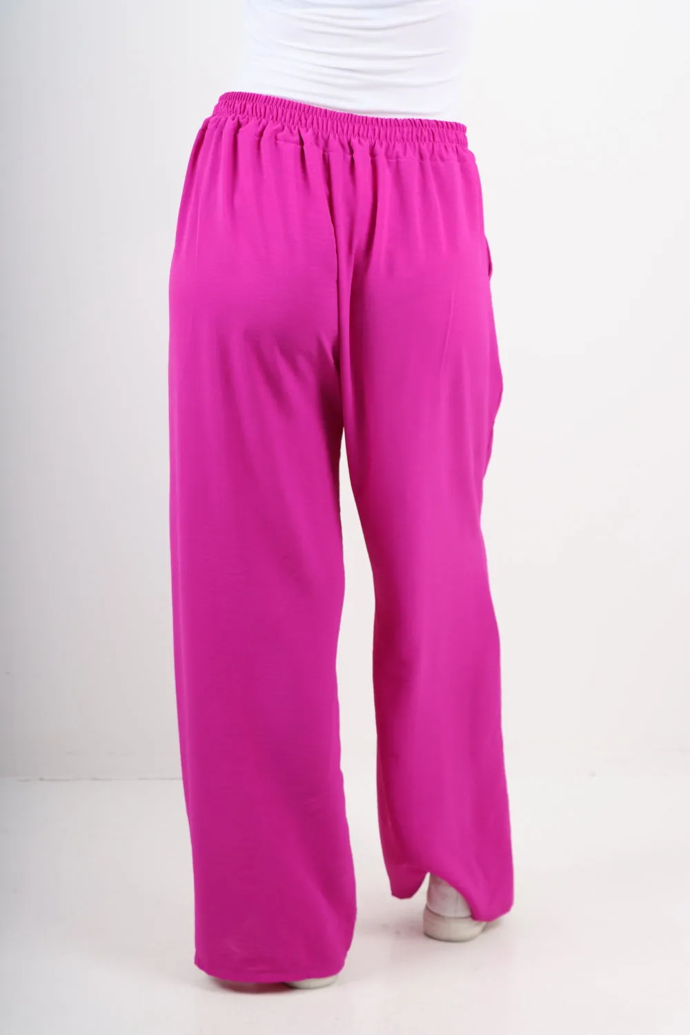 Italian Plain Elasticated Waist Side Pockets Cotton Trousers