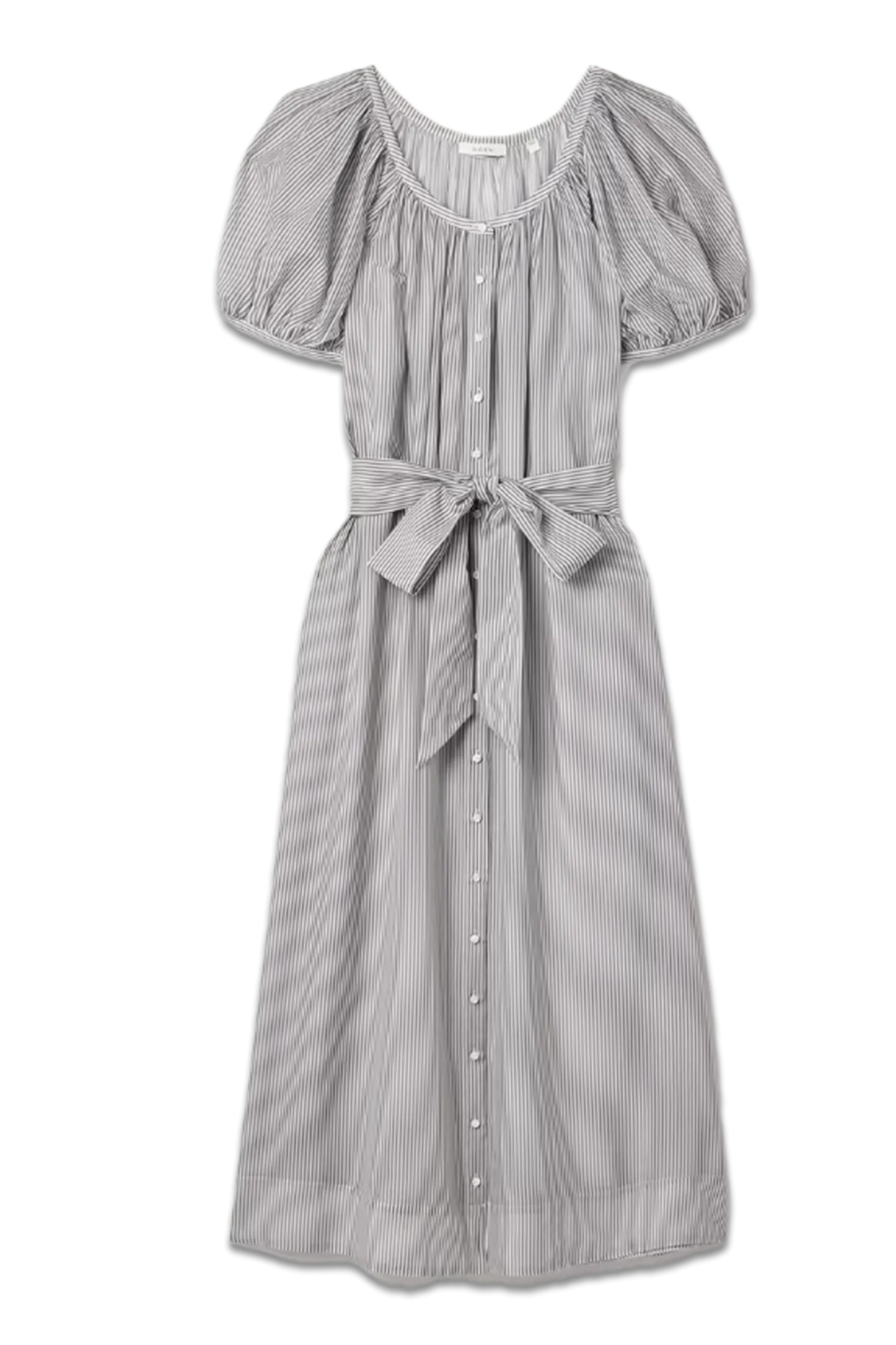 Juno Belted Striped Cotton-Blend Midi Dress