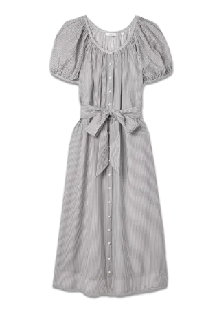 Juno Belted Striped Cotton-Blend Midi Dress