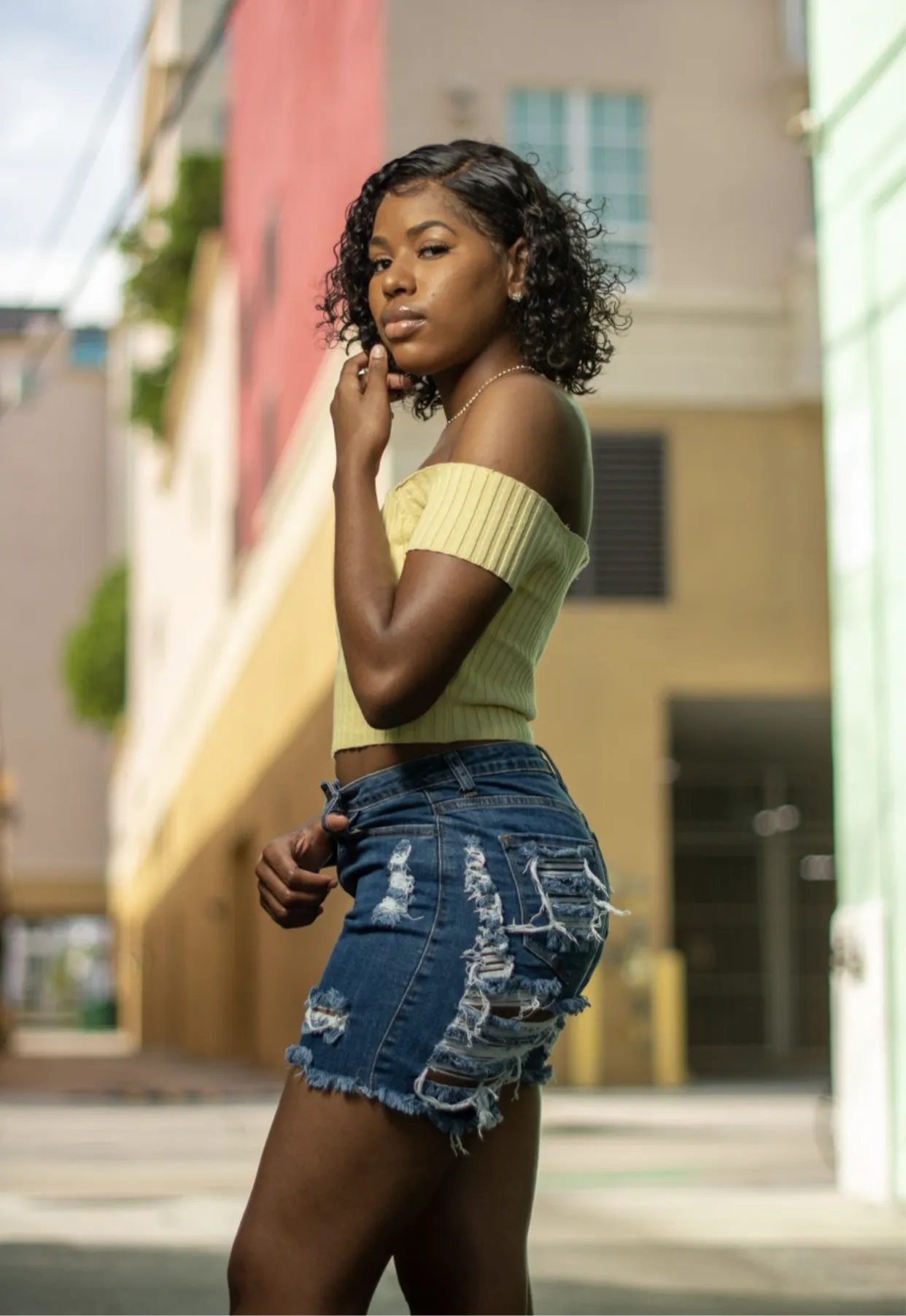 Khan ripped denim shorts