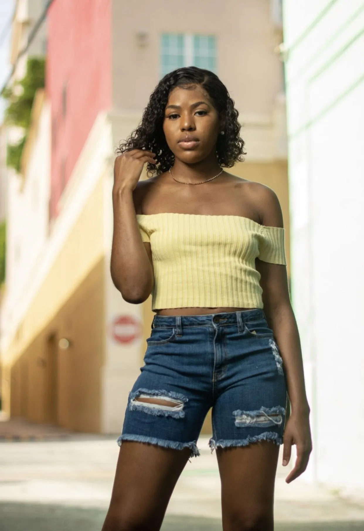 Khan ripped denim shorts