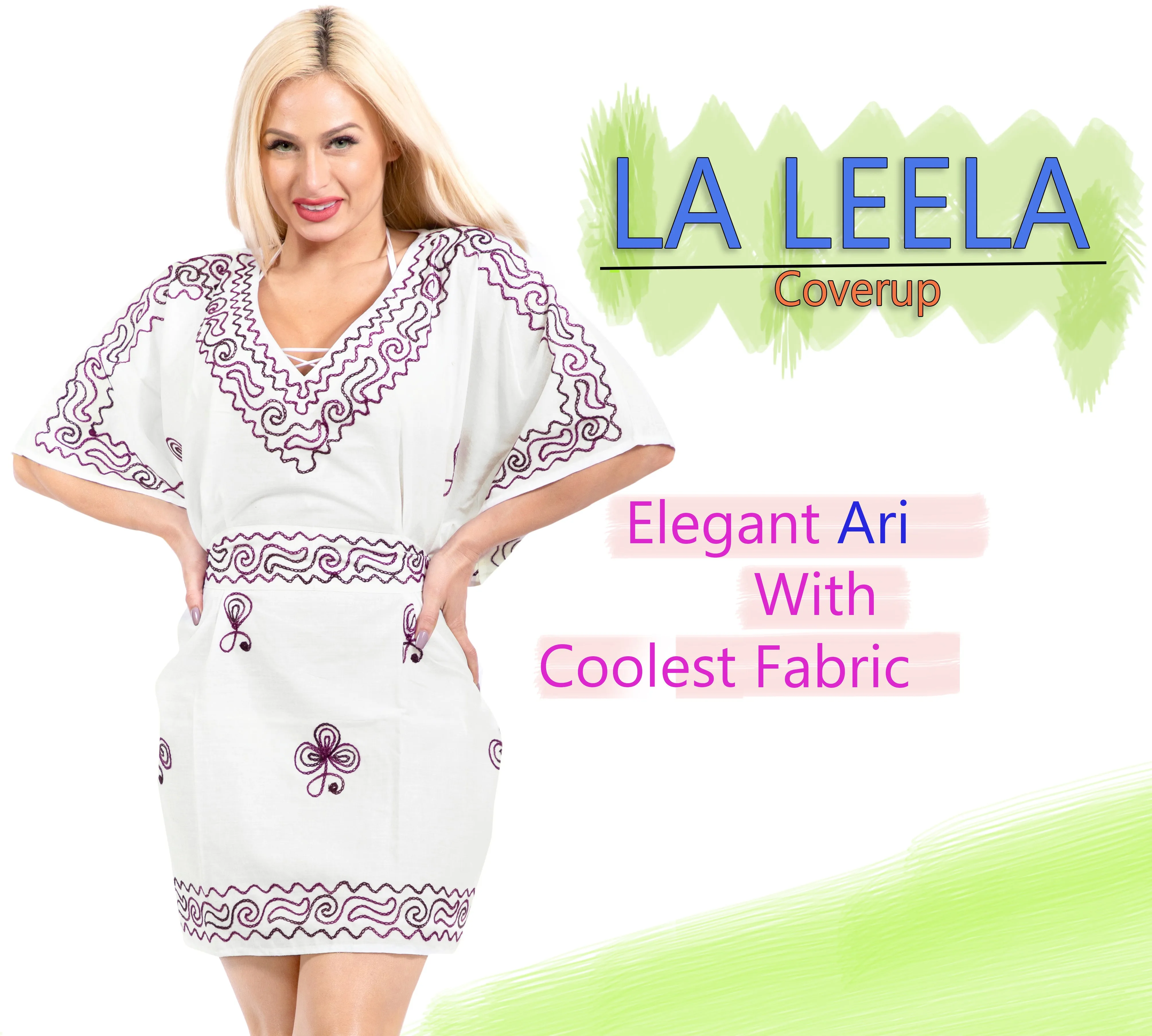 LA LEELA Plain Dress for Women Petite Maternity Dress Half Sleeve US 10-14 White_Y270