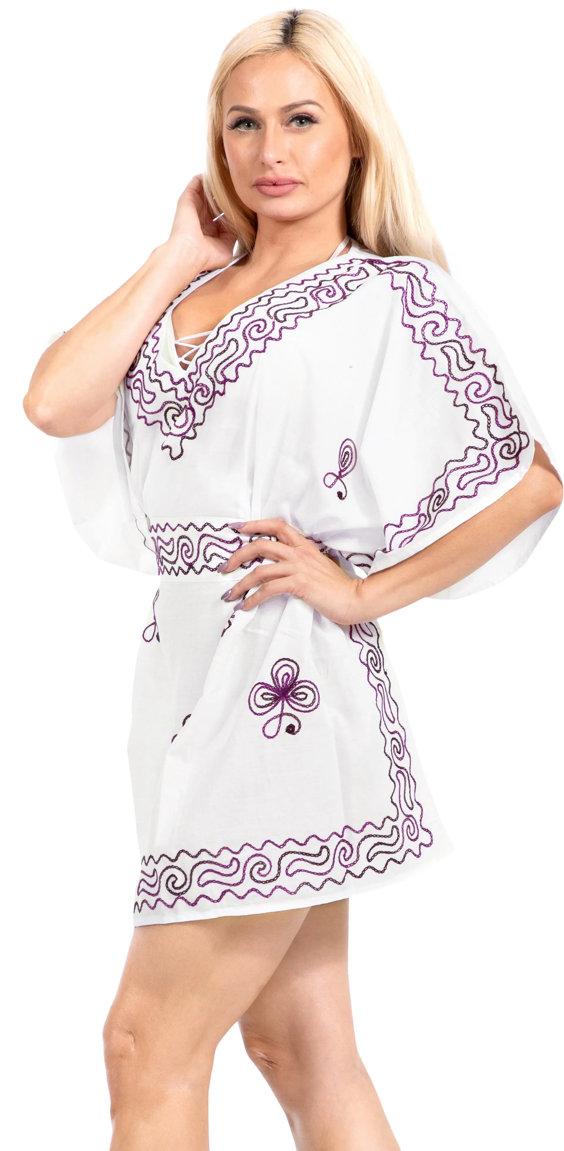 LA LEELA Plain Dress for Women Petite Maternity Dress Half Sleeve US 10-14 White_Y270