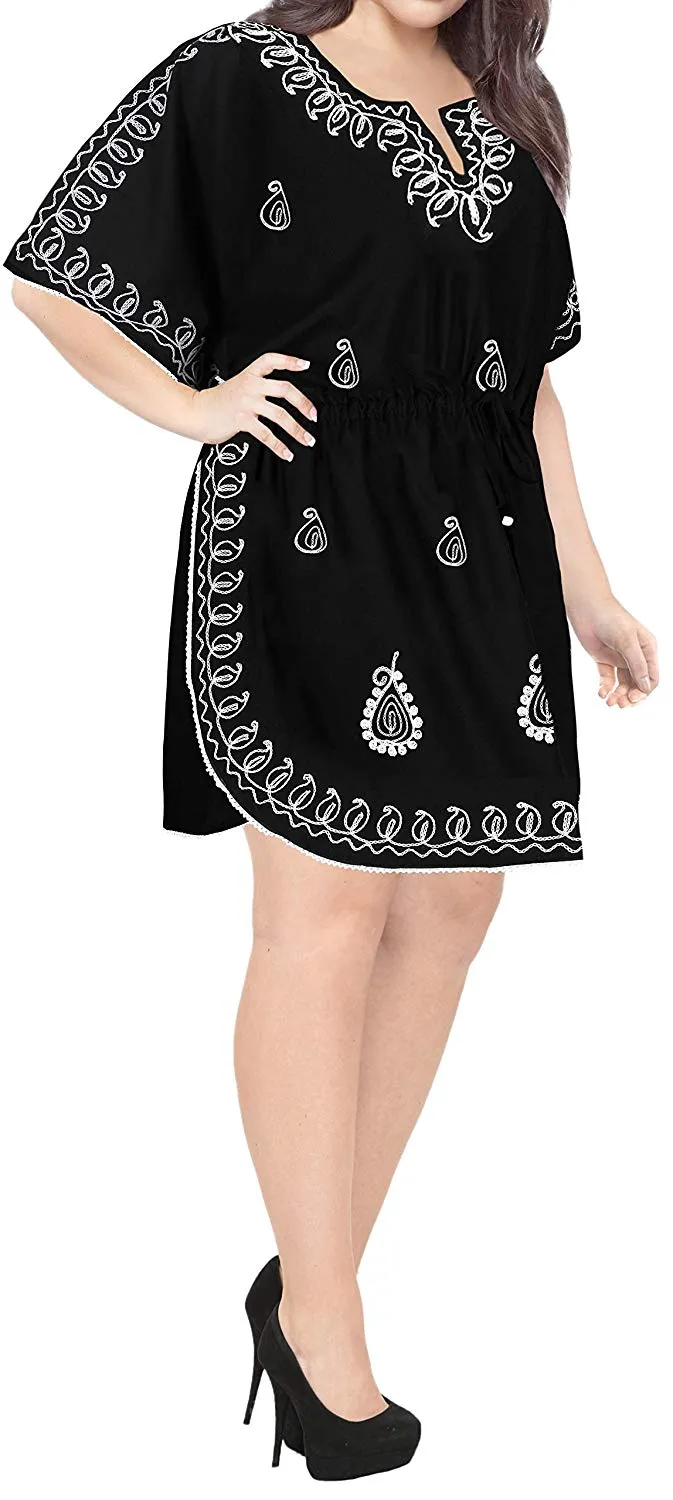 LA LEELA Rayon 2 Solid Women's Caftan Kimono Nightgown Dress Beachwear Cover up