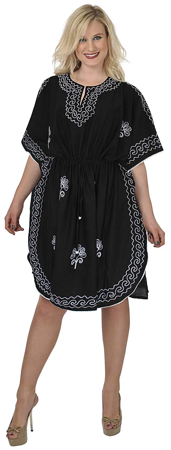 LA LEELA Rayon 2 Solid Women's Caftan Kimono Nightgown Dress Beachwear Cover up