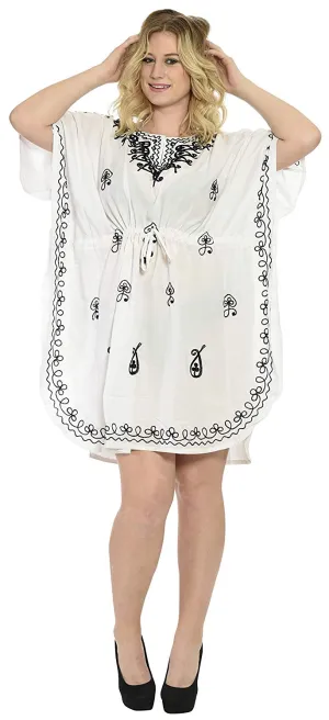 LA LEELA Rayon 2 Solid Women's Caftan Kimono Nightgown Dress Beachwear Cover up