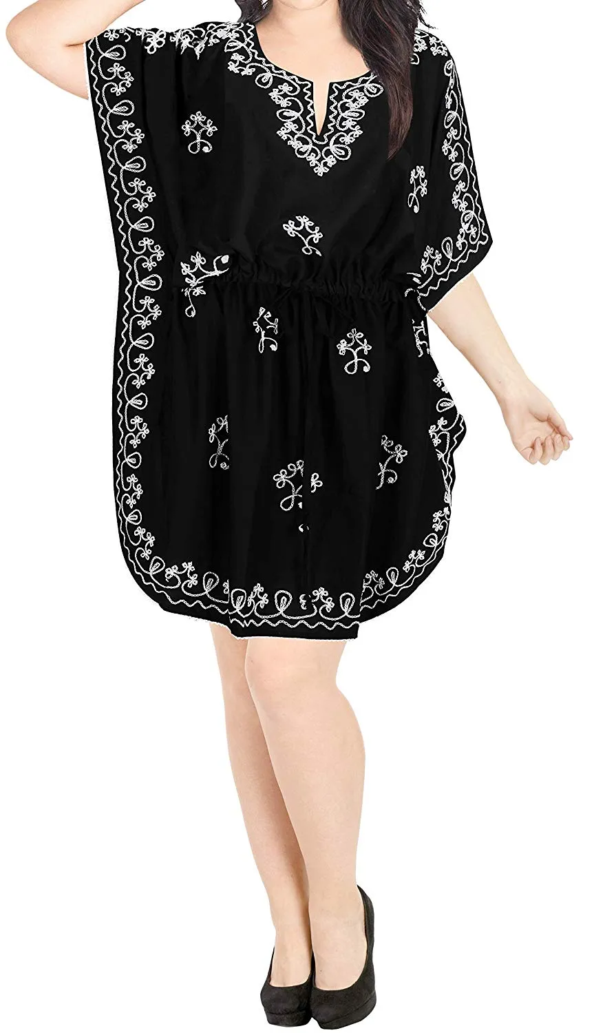 LA LEELA Rayon 2 Solid Women's Caftan Kimono Nightgown Dress Beachwear Cover up