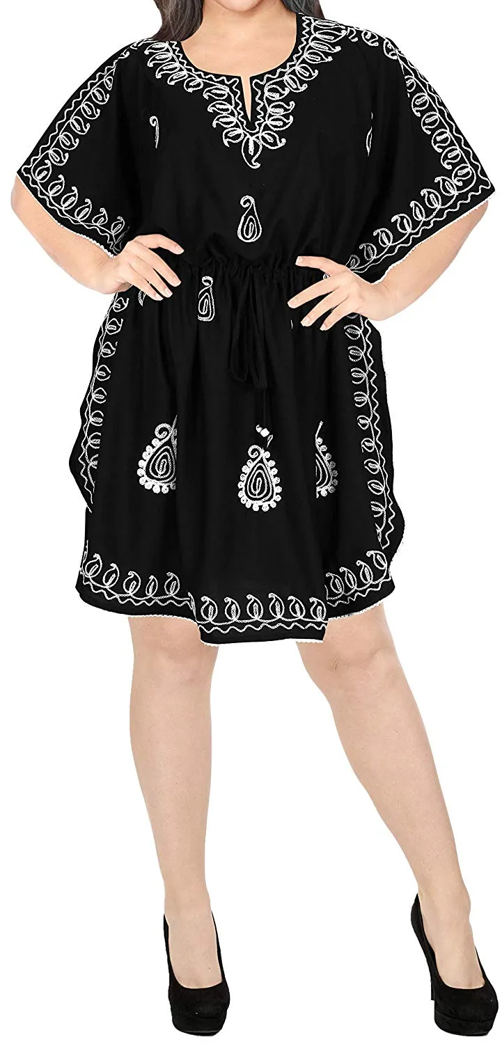 LA LEELA Rayon 2 Solid Women's Caftan Kimono Nightgown Dress Beachwear Cover up