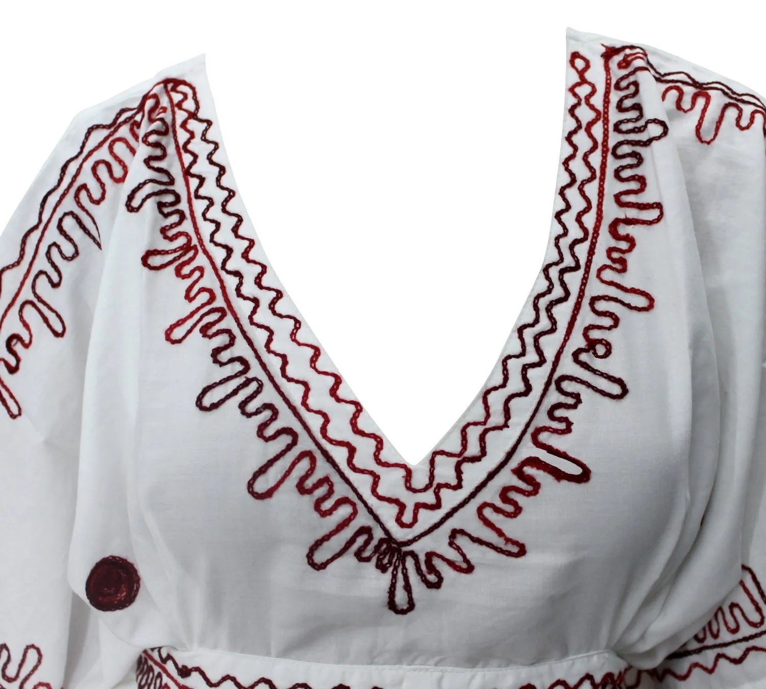 LA LEELA Women's Cute V-Necks Short Sleeve Casual Tunic Dress for Summer US 10-14 White_T320