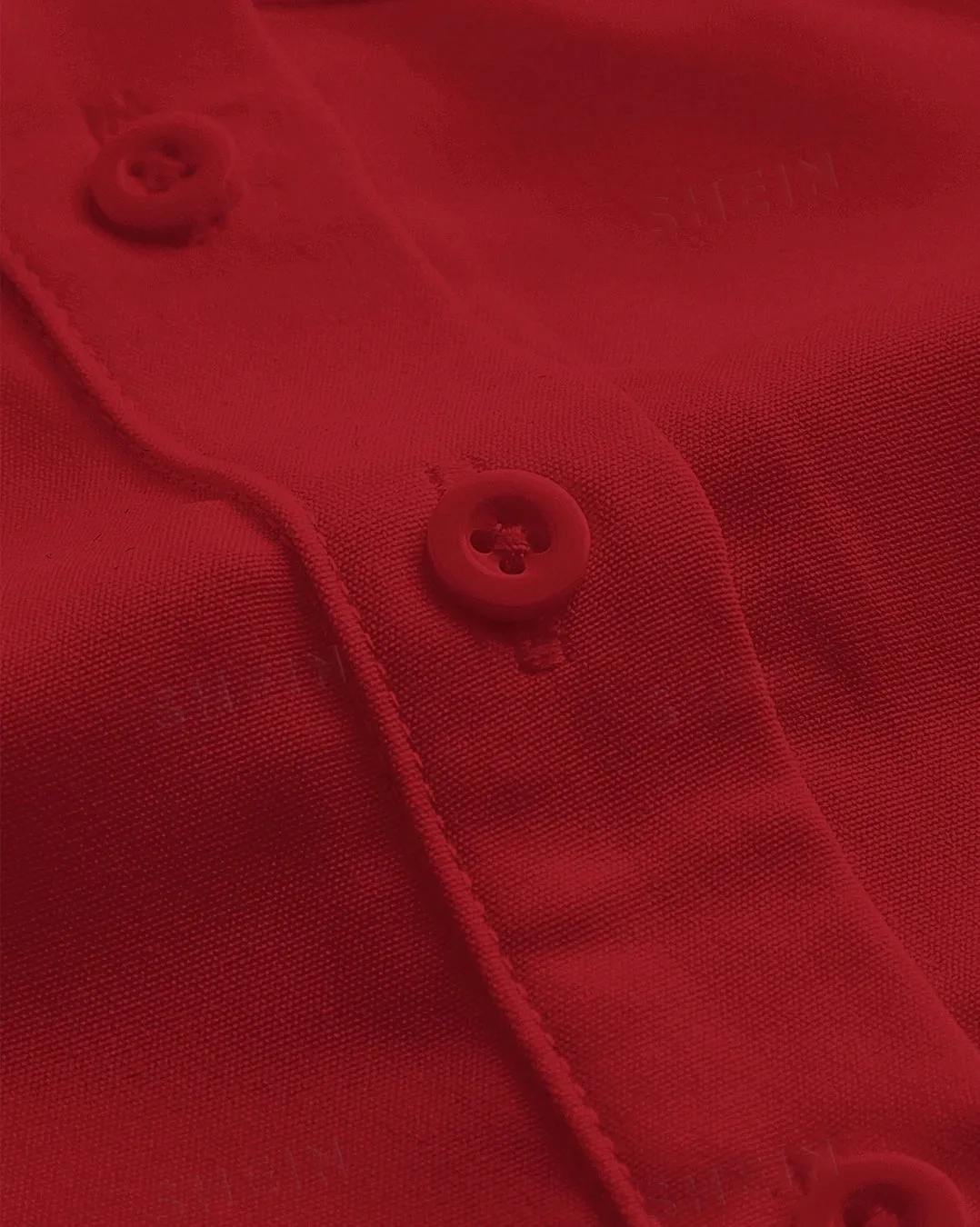 Lantern Sleeve Button Front Slim Fit Red Shirt
