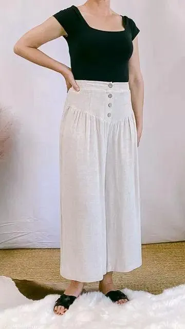 Laurel Cotton/Linen Wide-Leg Gaucho Pants