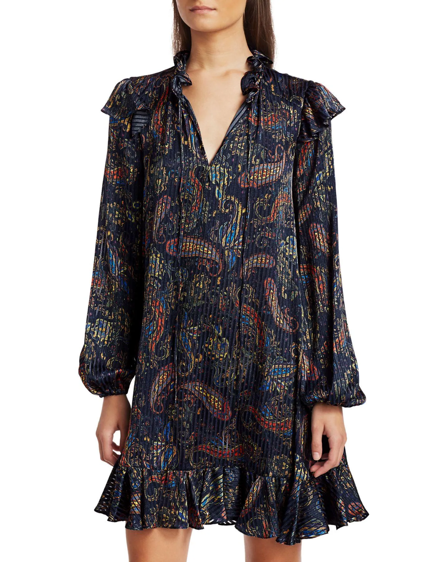 Maje 'Riley' Paisley Printed Ruffled Mini Dress