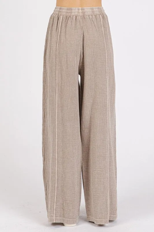 Mittoshop Lace Trim Detail Elastic Waist Cotton Gauze Pants