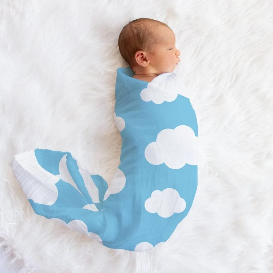 Muslin Swaddle Baby Blanket - Blue Skies