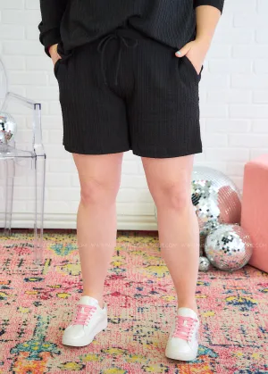 Natasha Textured Shorts - Black
