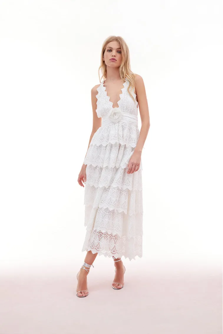 Nevis Eyelet Halter Maxi Dress