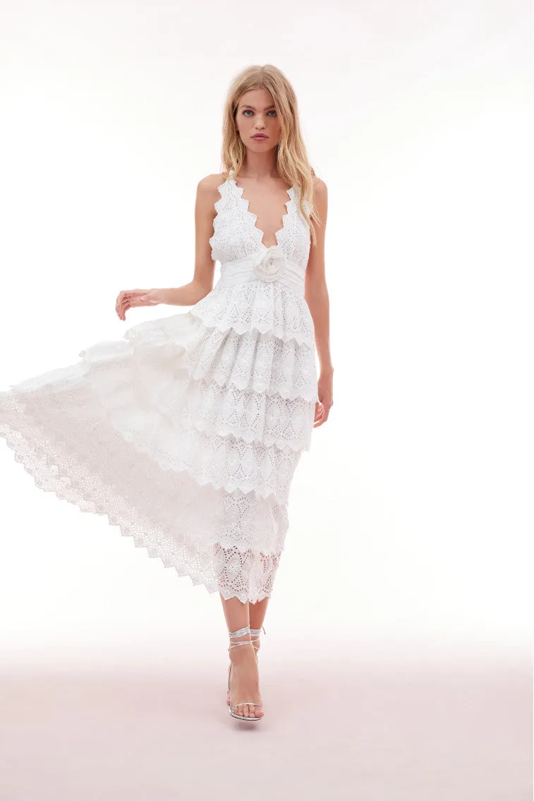 Nevis Eyelet Halter Maxi Dress