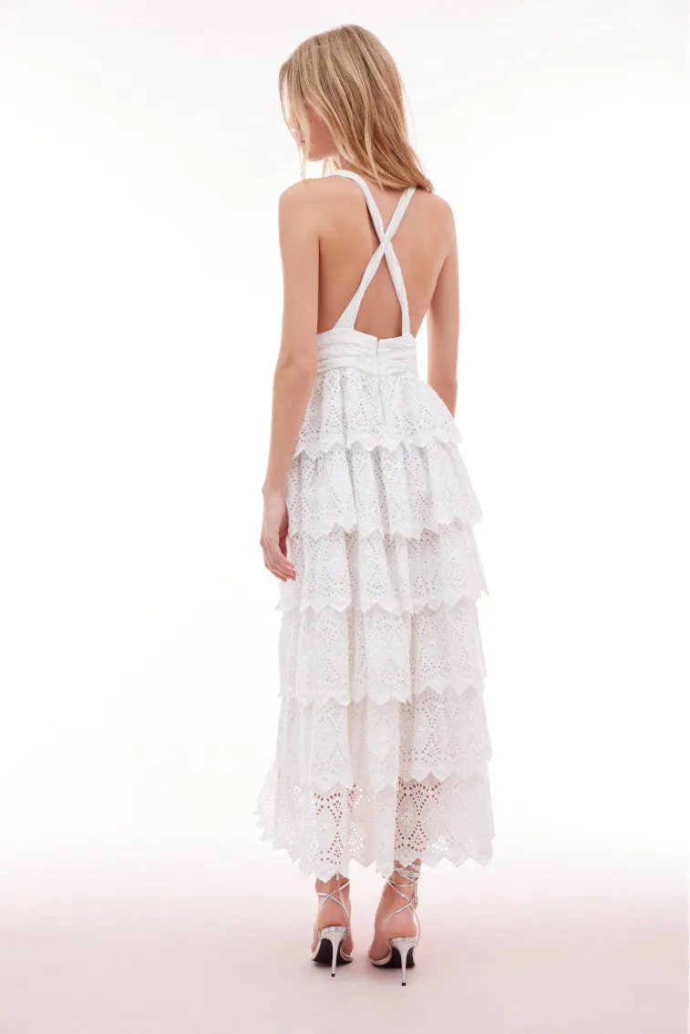 Nevis Eyelet Halter Maxi Dress