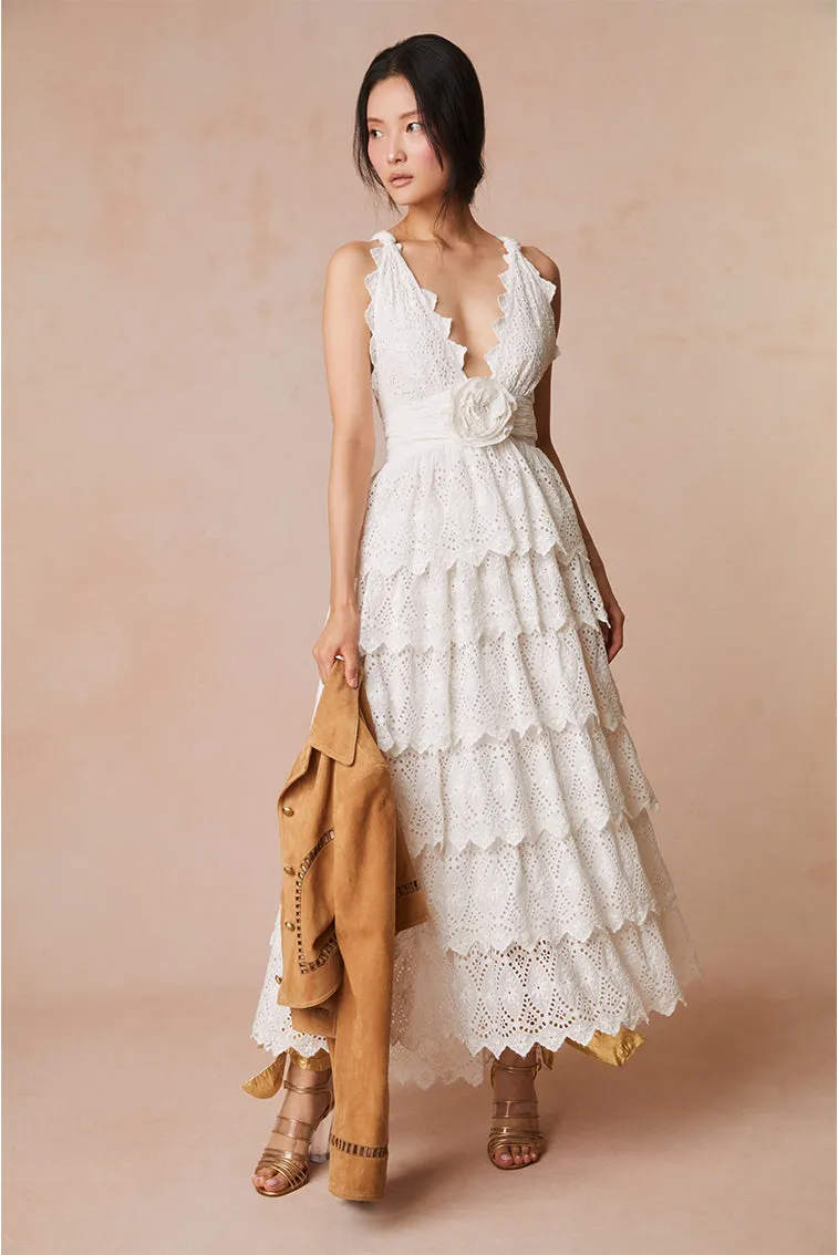 Nevis Eyelet Halter Maxi Dress