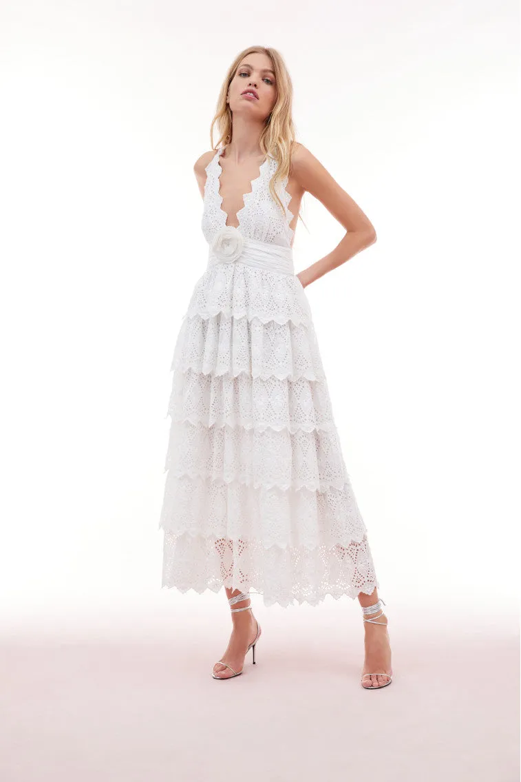 Nevis Eyelet Halter Maxi Dress