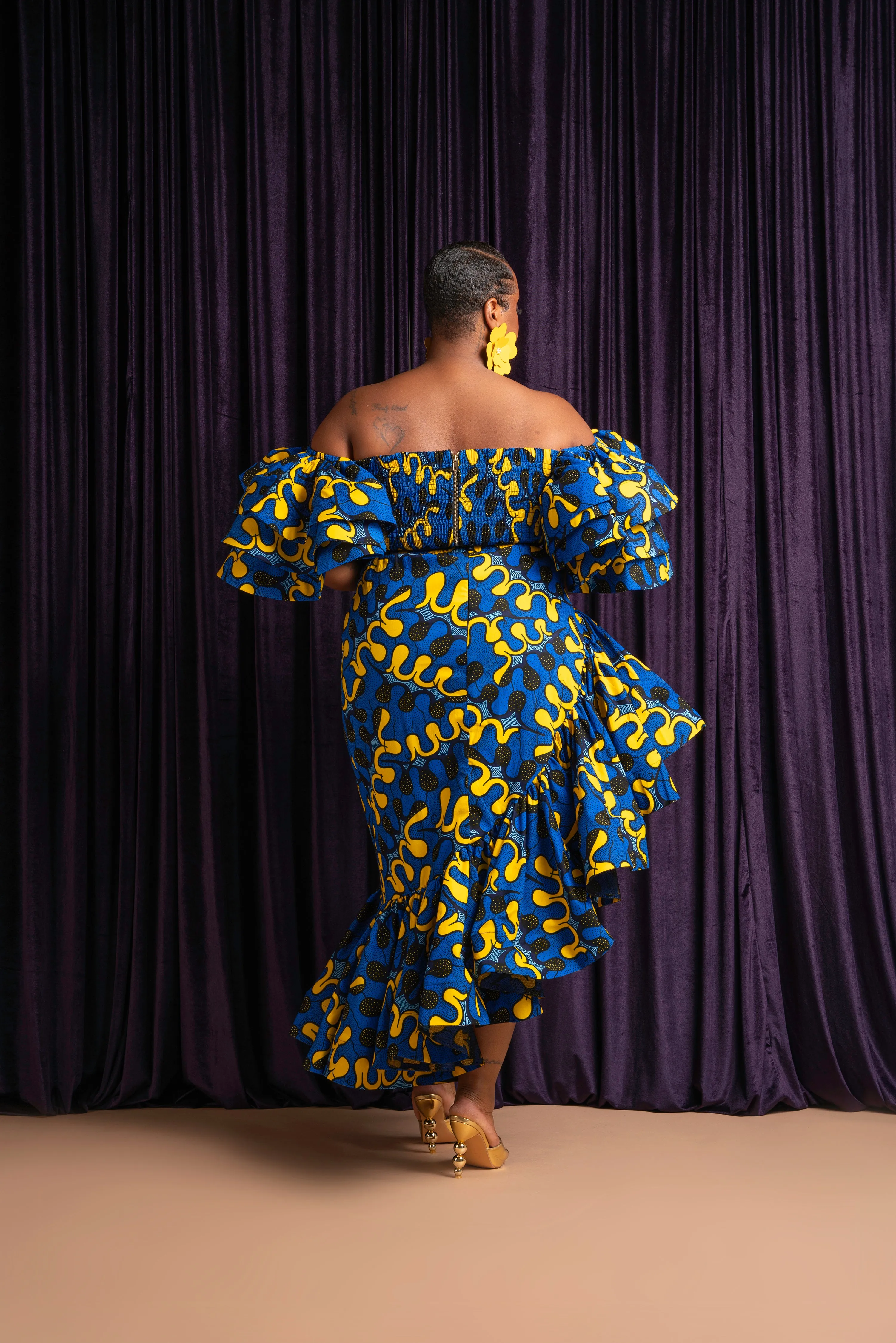 OPE African Print Ruffle Hi-low Skirt