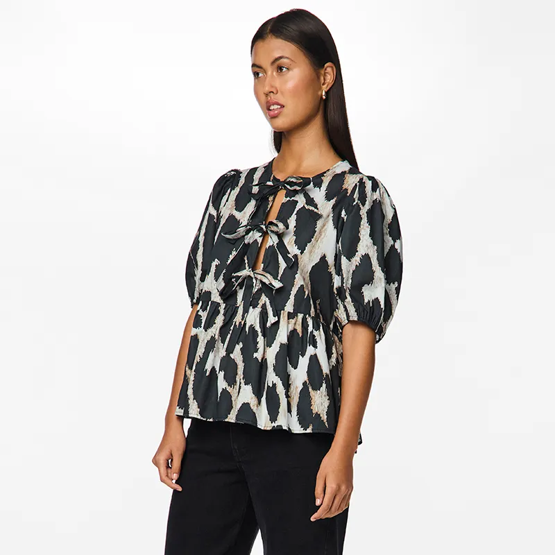 Pieces Jade Bow Fronted Blouse