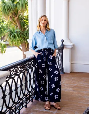 Positano Pant Navy Print