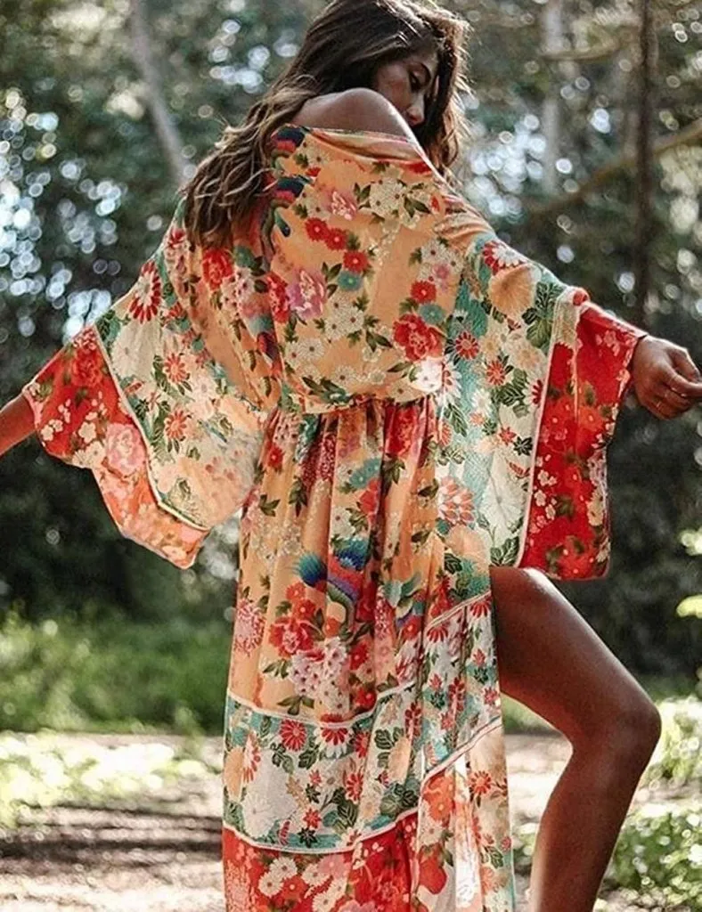 Print Loose Swimsuit Cardigan Cover Up