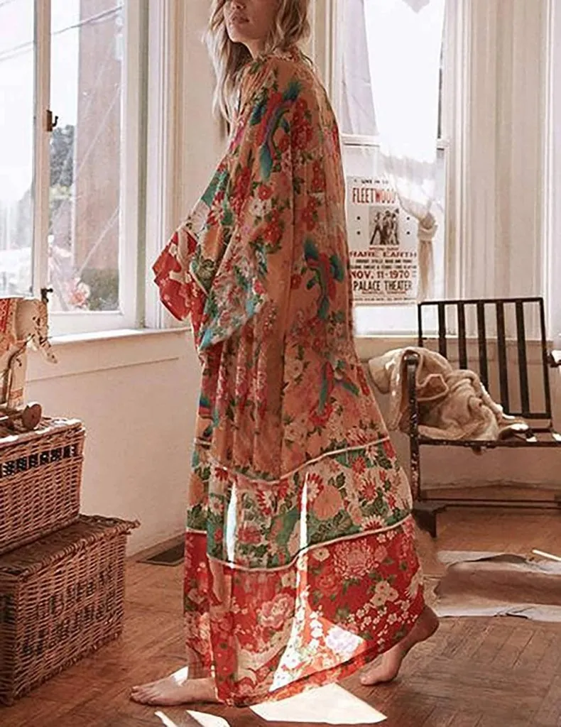 Print Loose Swimsuit Cardigan Cover Up