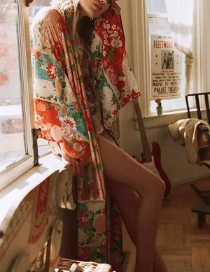Print Loose Swimsuit Cardigan Cover Up