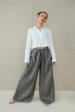 Sofa Killer natural green linen trousers Doha