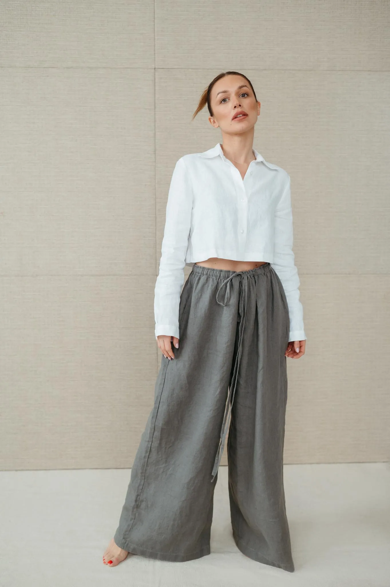 Sofa Killer natural green linen trousers Doha