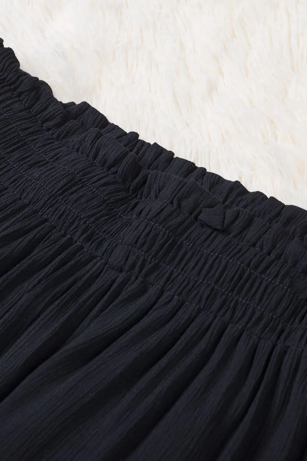 Surf Side Black Smocked Waist Shorts