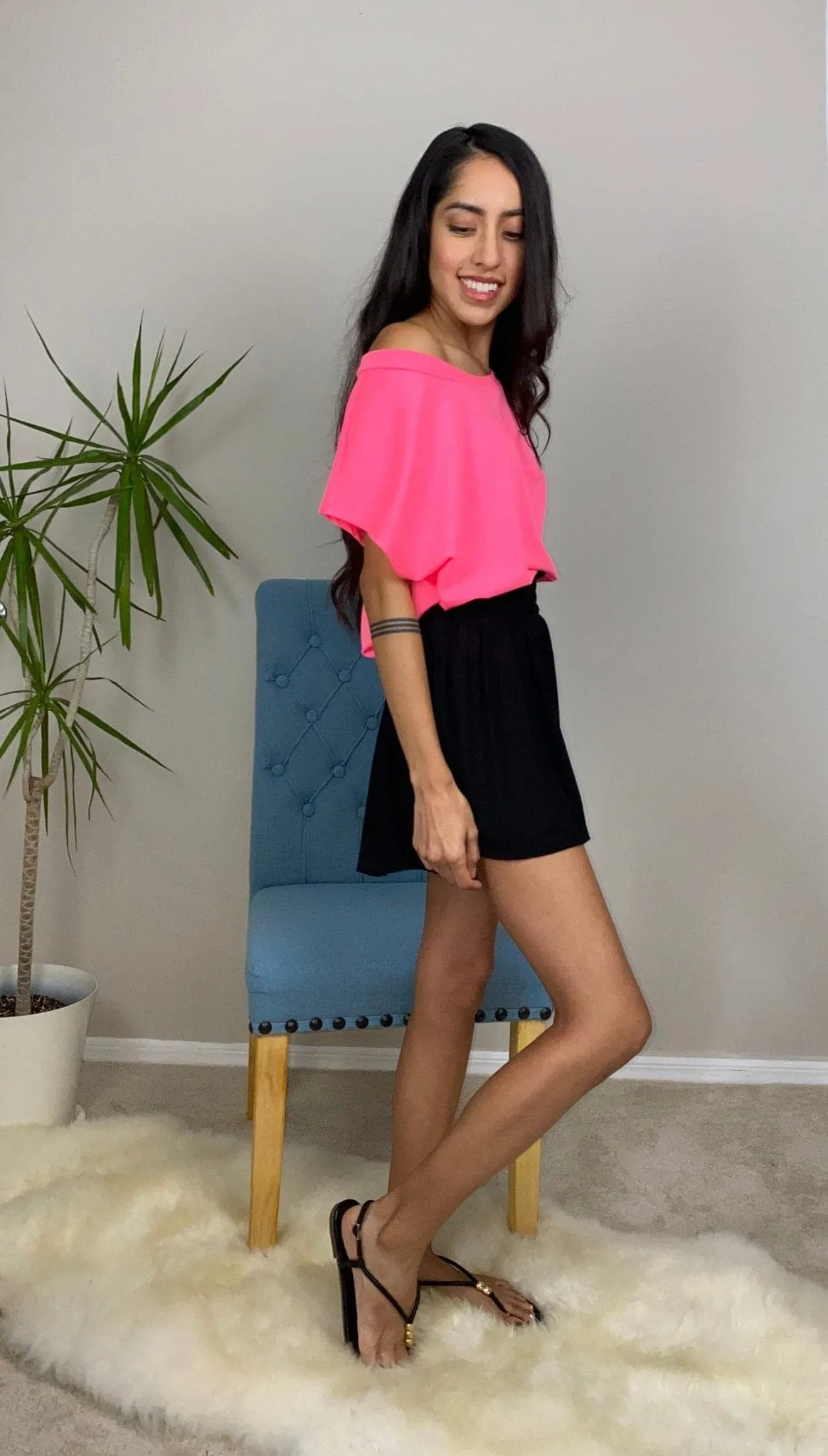Surf Side Black Smocked Waist Shorts