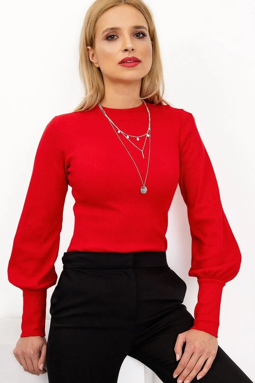 TEEK - Sweet Stretch Puff Sleeve Blouse