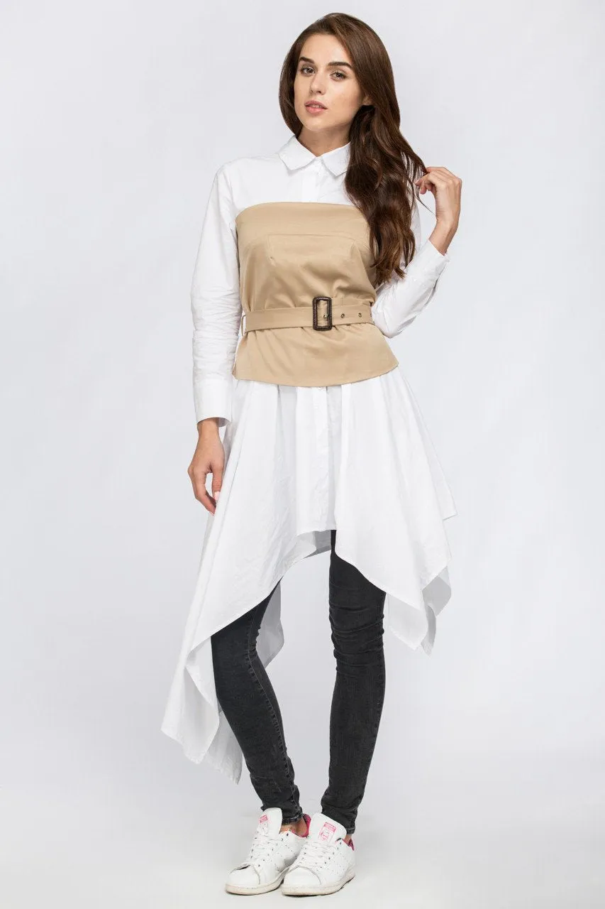 White Belt Corset Midi Dress