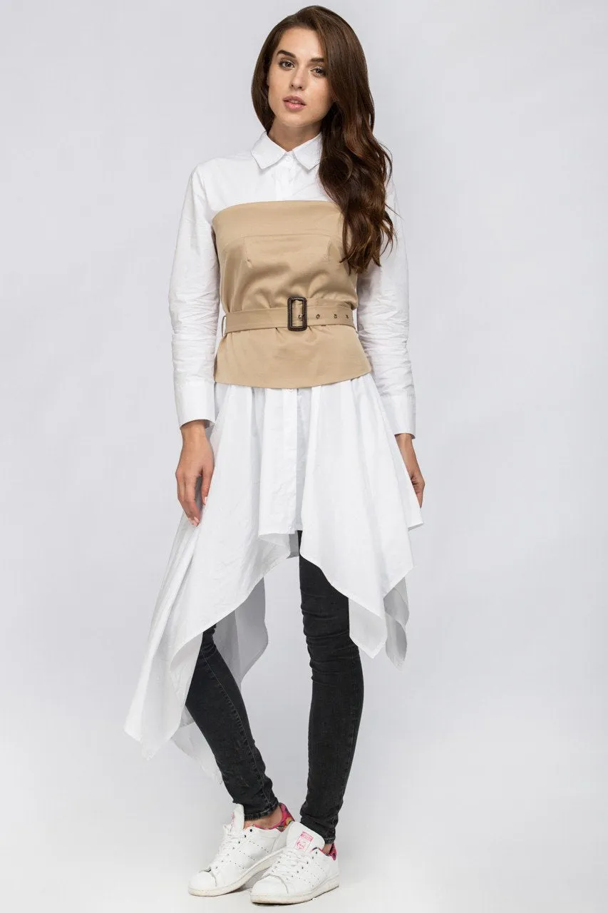 White Belt Corset Midi Dress