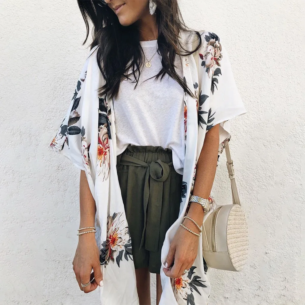 White Floral Kimono