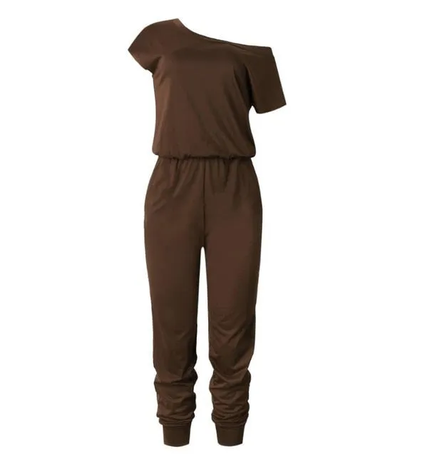 Women Bodysuits One-Shoulder Wide Leg Jumpsuit Party Trousers Jumpsuit