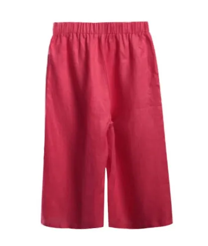 Women's Loose Red Linen Wide-leg Pants Casual Summer Trousers
