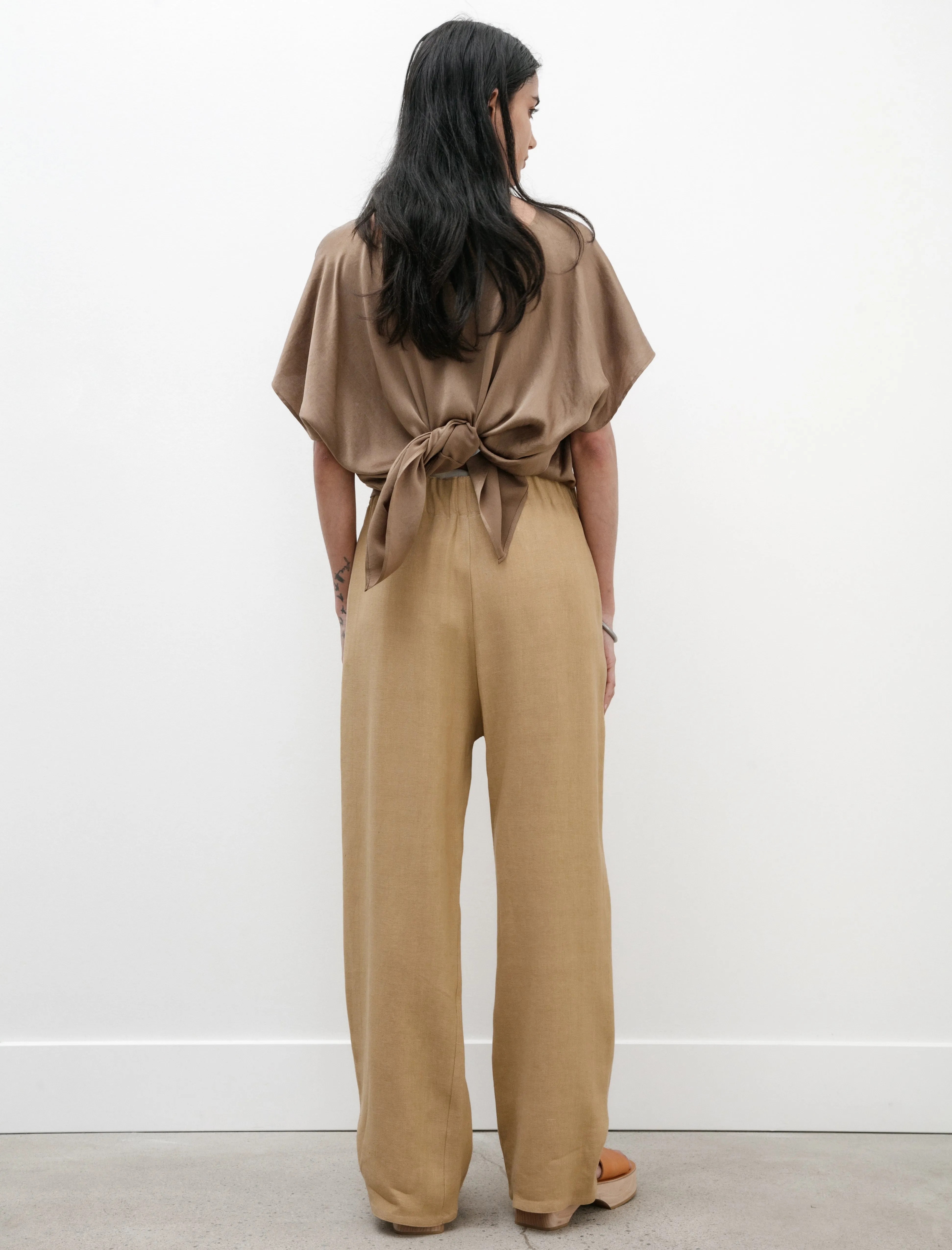 Work Pants Crepe Linen Caffe Latte