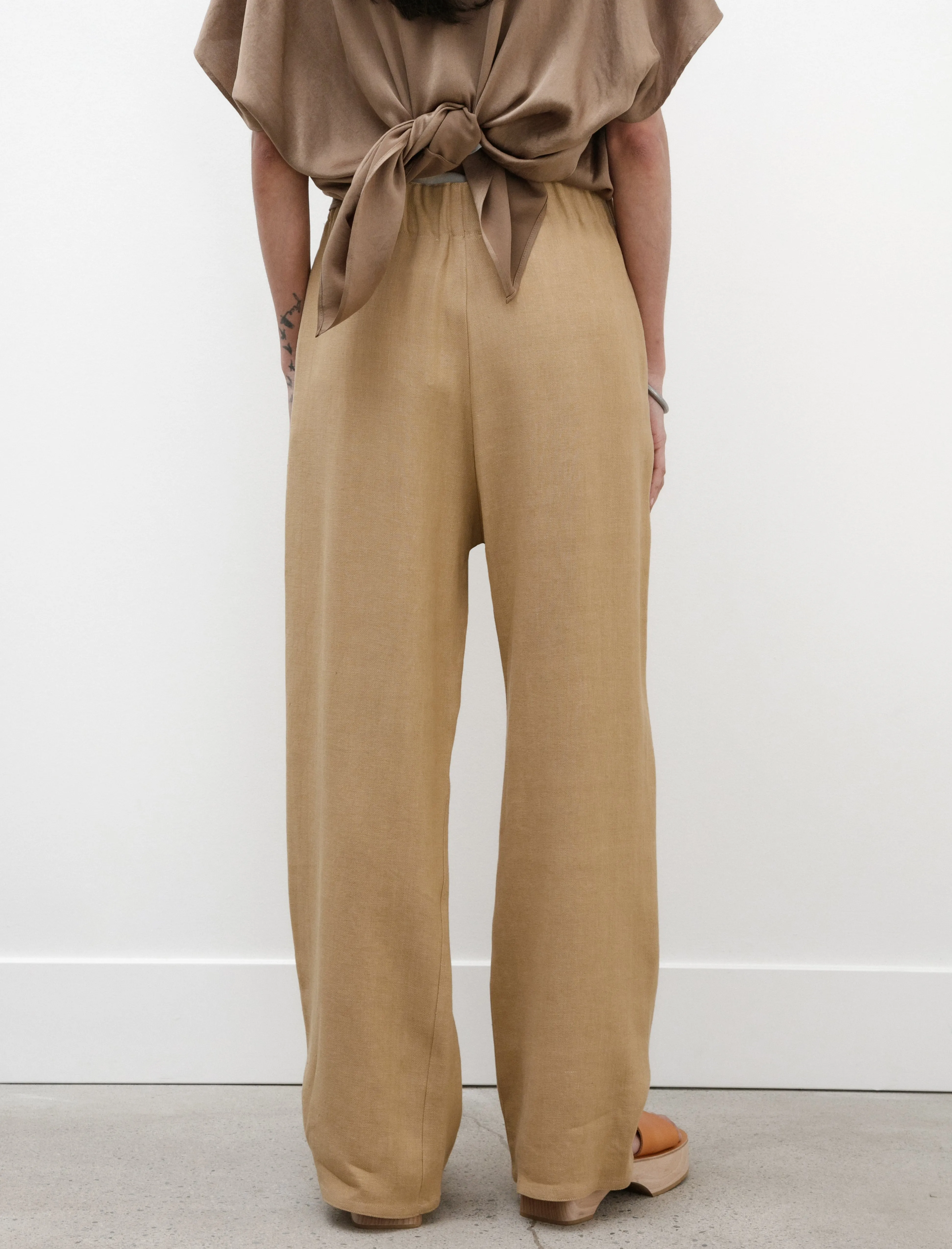 Work Pants Crepe Linen Caffe Latte