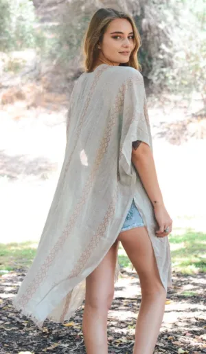 Woven Longline Tribal Kimono