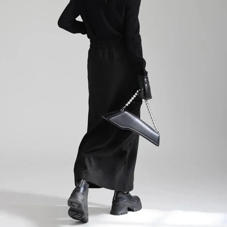 Zip It Up Asymmetrical Midi Skirt – Edgy Black